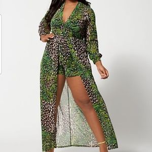Chantel Palm Romper Maxi 